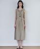 MALOUPE 7107 Crinkle Sleeveless Long Dress (Beige)