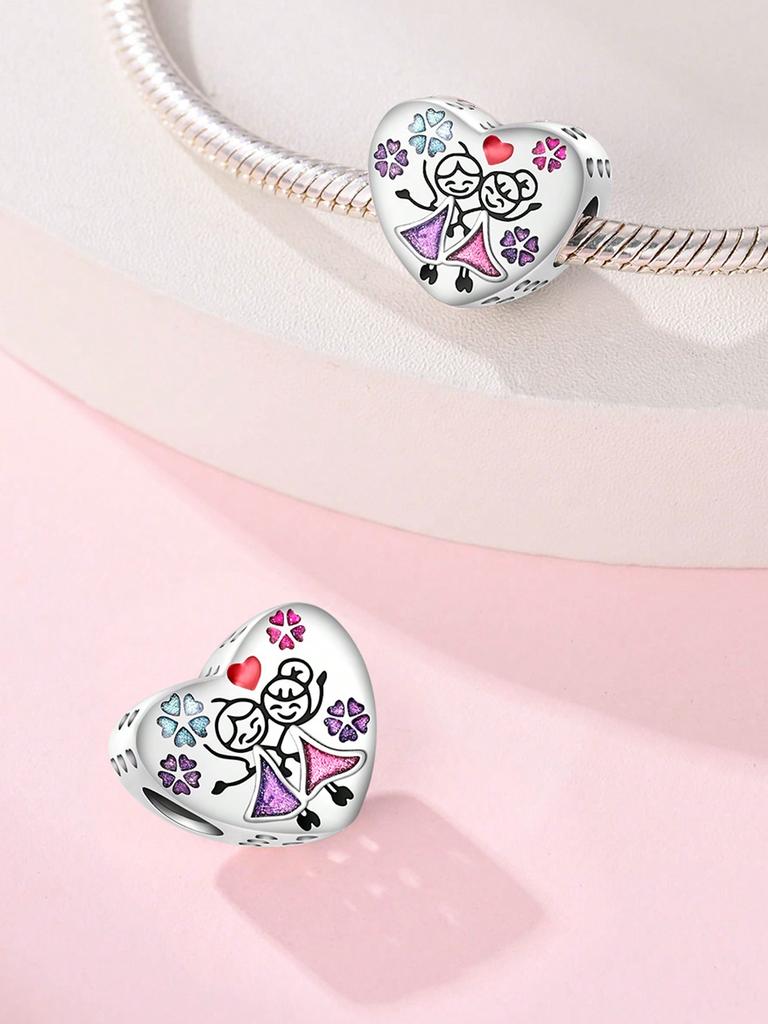 Charm Copper Colors Pink Heart Friendship Bag Bead For Original Bracelet Diy Beads Charms Jewellery Making Gift For Women Styfne