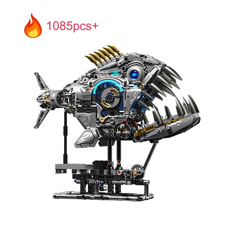1085pcs MOC Mechanical Piranha Building Blocks Set Marine Animal Model DIY Educational Toy for Kids Birthday Christmas Gifts