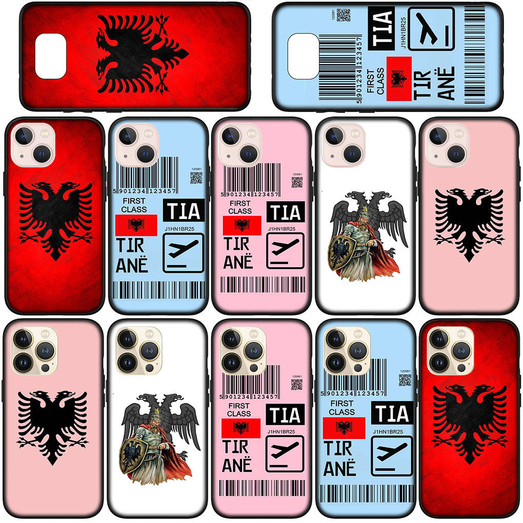 Phone Case for Samsung Galaxy S25 S24 S23 iPhone 16 15 Xiaomi Redmi Note 14 13 12 16E X 8 11 Pro Max OPPO Moto Huawei A15 Albania Albanians Flag Cover