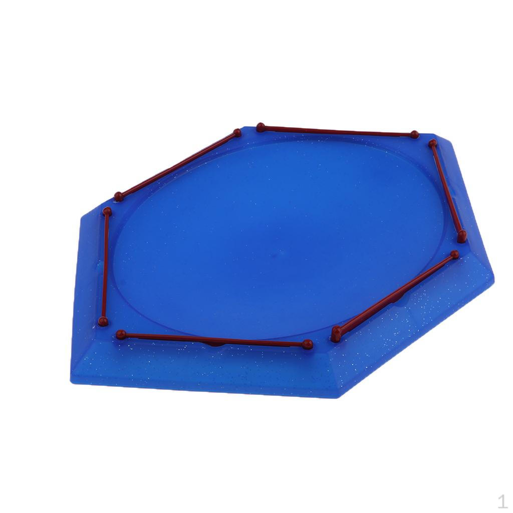 Top Bouncing String Cord Toy Stadium Arena Hexagons Blue