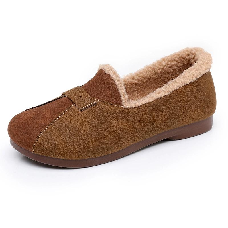 Fashionable Bean Shape Slip-On Casual Shoes with Fleece and Thickened Cotton