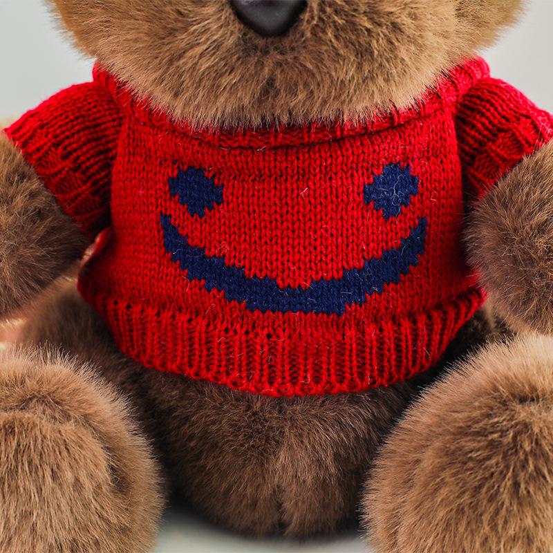 Cute smiley face letter sweater teddy bear doll legs active fun play doll children's doll