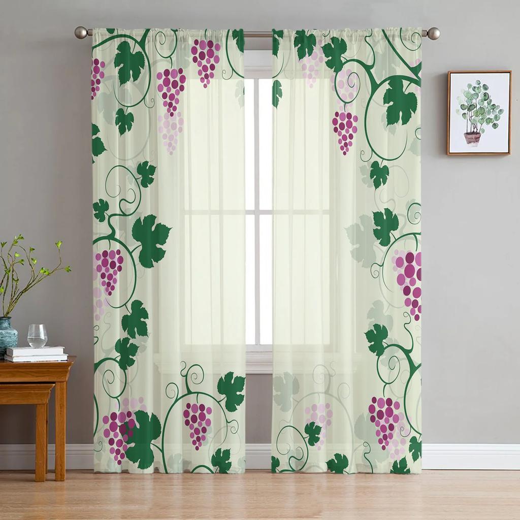 Vineyard Fruit Grape Tulle Curtains Living Room Bedroom Voile Curtain Children Organza Window Drapes Sheer Made Of Polyester Area Treatment