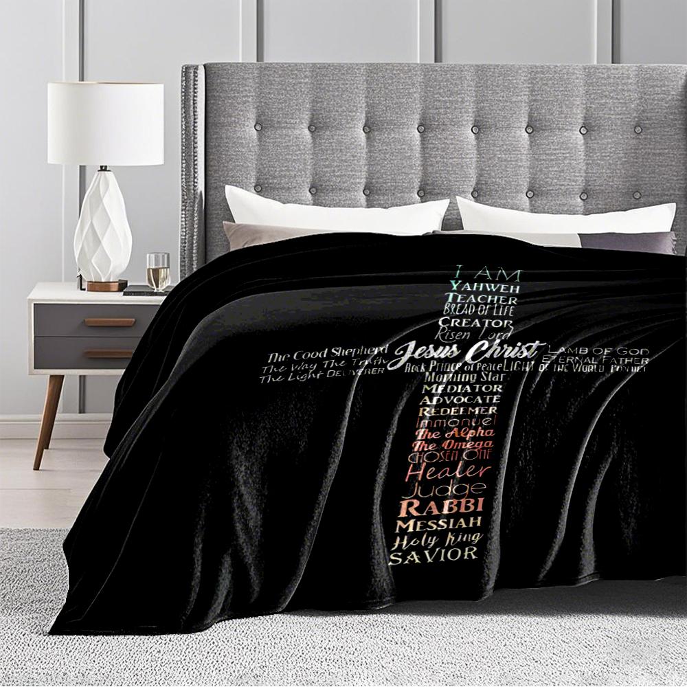 Christian Cross Word Art Keep warm Flannel blanket for bedroom, living room, sofa, and nap