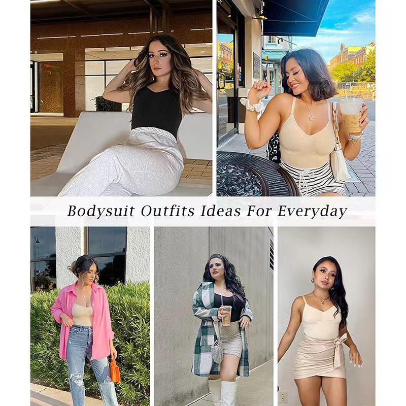 European & American Plus Size Seamless Thong Bodysuit - Hip-lifting Camisole with Abdomen-Slimming & Backless Design