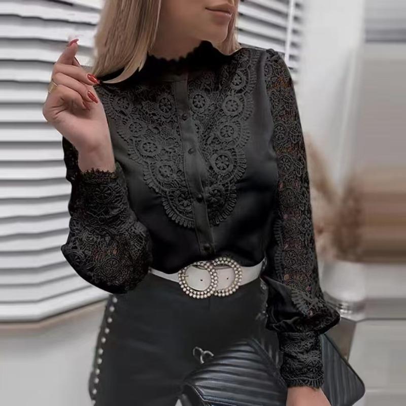 BITCED Damenmode, lässig, einfarbig, langärmelig, Blusen und Hemden