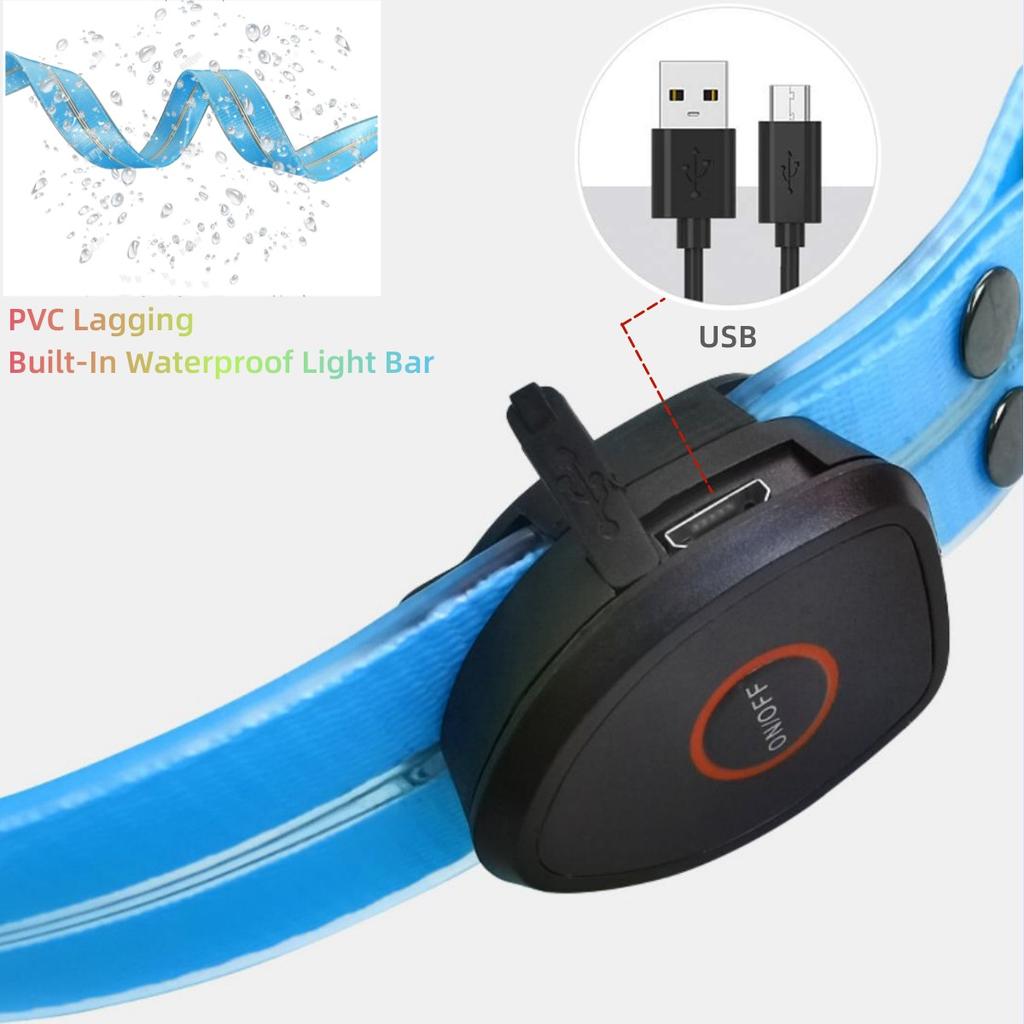 New Adjustable Led Glowing Pet Dog Collar PVC Waterproof  Anti Dirty Easy To Clean for Big Small Dogs Puppy Cat Luminous Collar