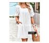 Diyun 2023 Summer European & American Solid Color Square Neck Jacquard Short Dress for Women - Elegant & Hollow Design