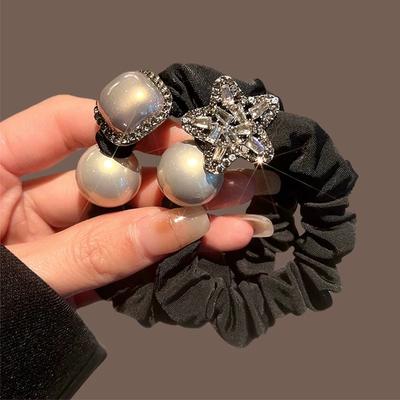 High-end Water Diamond Pearl Hair Tie  Dongdaemun Hair Band High-elasticity Rubber Band Ponytail Hair Band New Head Accessories
