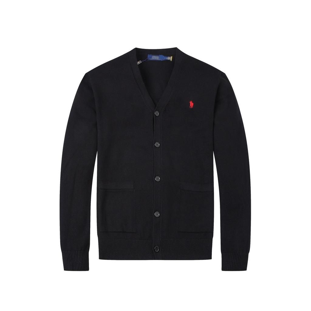 Men's Cotton V-Neck Sweater with Small Horse Embroidery – Classic, Versatile Spring/Autumn Knitwear