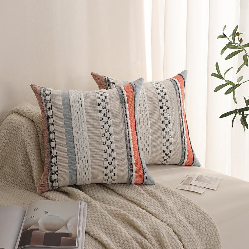 Nordic Style Tufted Colorful Velvet Woven Pillow Cover Single-sided Home Cushion Sofa Decorative Cushion Cover