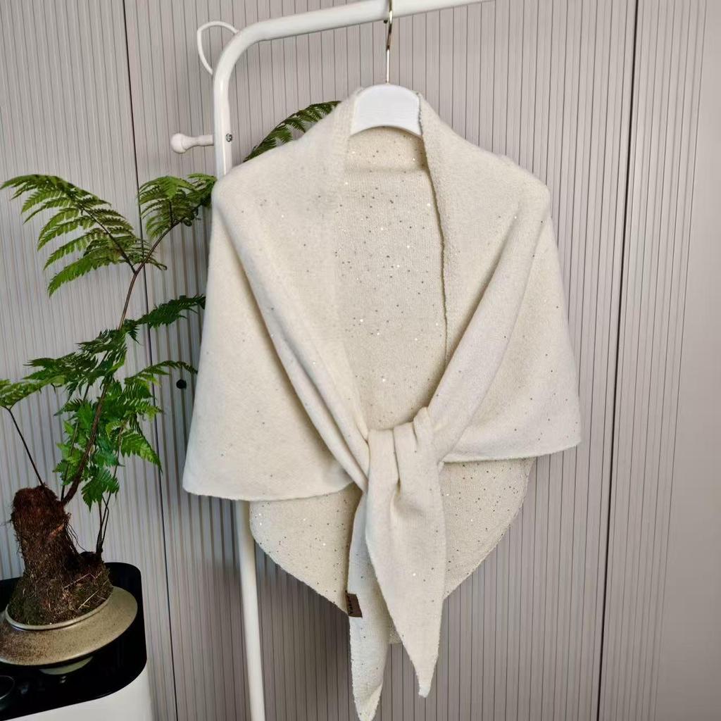 Korean-Style Women's Triangle Wool Blend Scarf Shawl - Autumn/Winter Neck Warmer