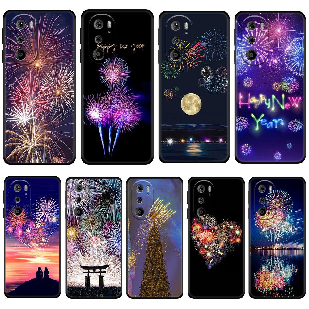 

Для Motorola G60 G50 G31 G30 G22 G9 G8 Power Lite Plus Edge 20Lite 30Pro One Fusion чехол с Новым годом красивый фейерверк