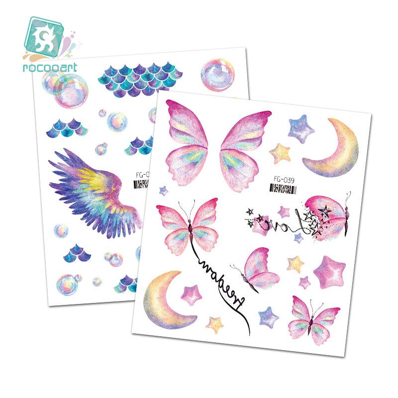 Ricalon Glitzer Schmetterling Temporäre Tattoos - Festival & Prinzessin Gesichtskleber für Kinder und Influencer