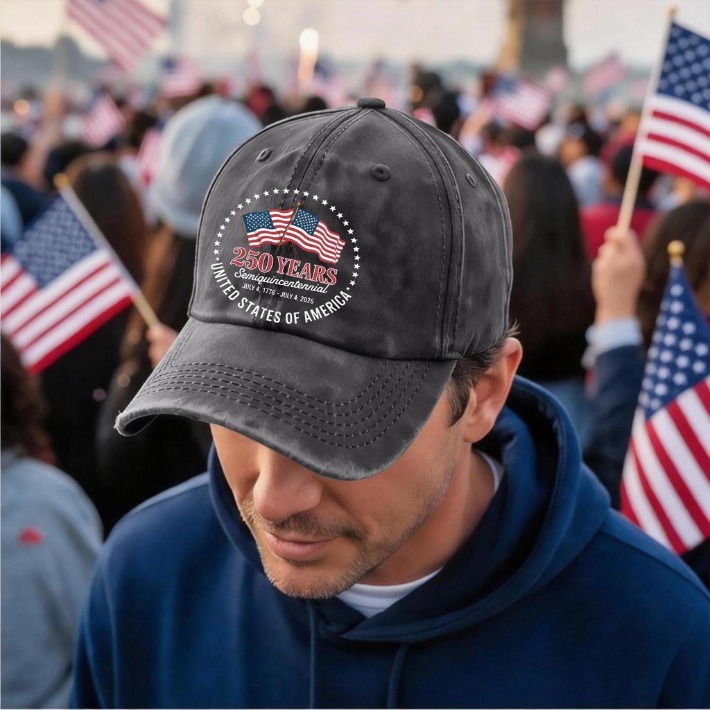 Men's and Women's Distressed Washed Casual Baseball Caps, Flag Letter Print Hats