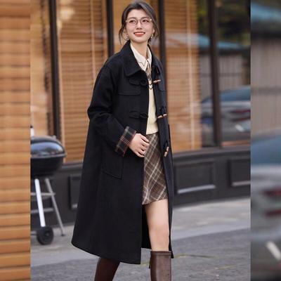 Bailuyu Women's British Style Winter Long Coat with Metal Buckle