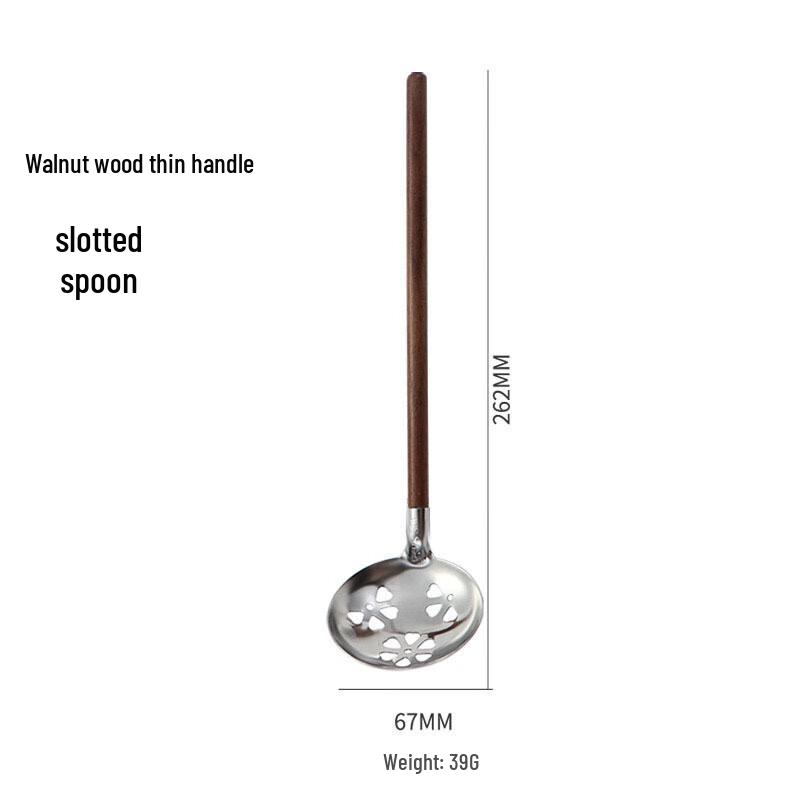 Walnut Handle 304 Stainless Steel Slotted Spoon Set