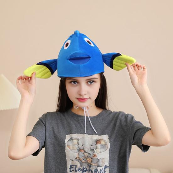 Pălărie pentru cap cu cap de pește Desen animat Tematică animale marine Pălărie Unică Costum de performanță Accesorii foto pentru festival Petrecere de ziua de naștere