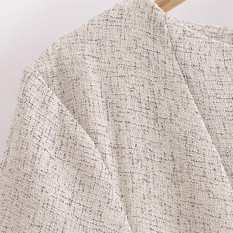 Spring 2025 Women's Slimming Short-Sleeve Dress with Round Neck