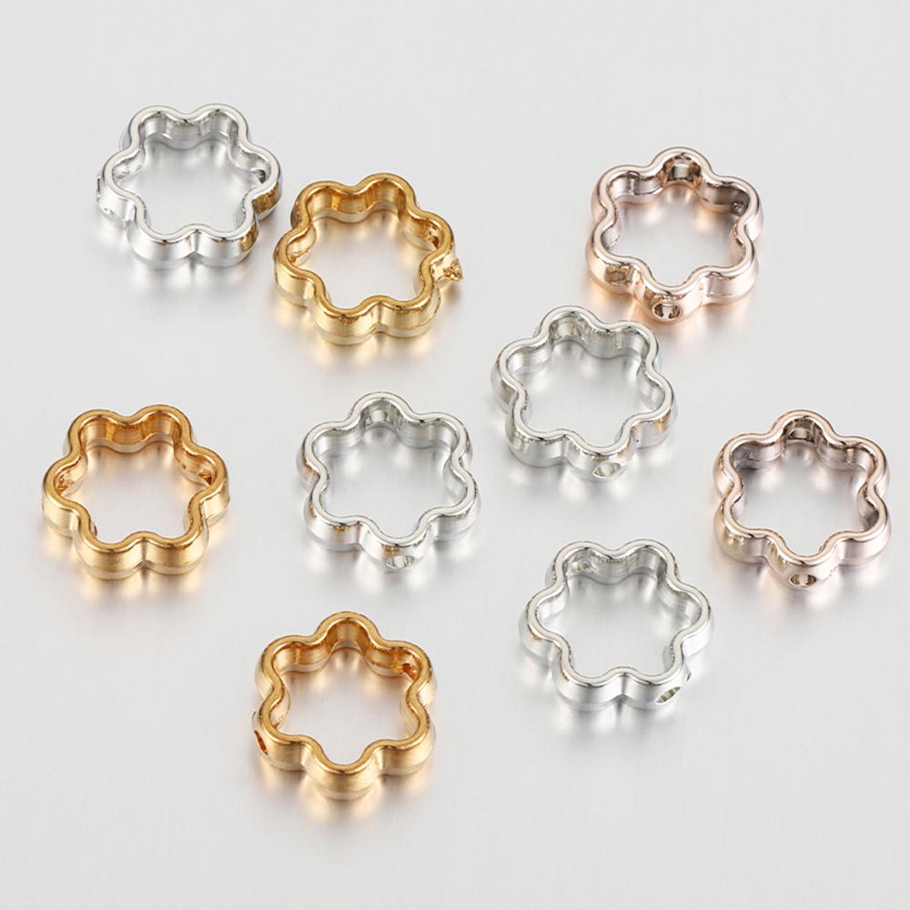 50 Stück Zweiloch CCB Blume Rahmen Abstandshalter Perlen DIY Halskette Armband Ohrringe Verbinder Anhänger Schmuckzubehör