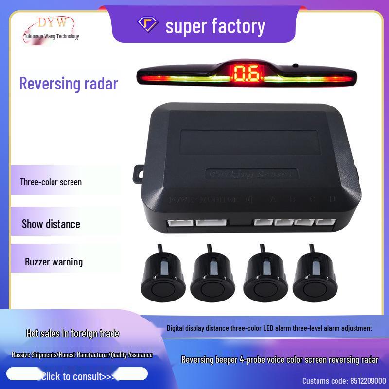 

Универсальный автомобильный парктроник с LED-дисплеем, 4 датчиками и голосовым оповещением чёрный