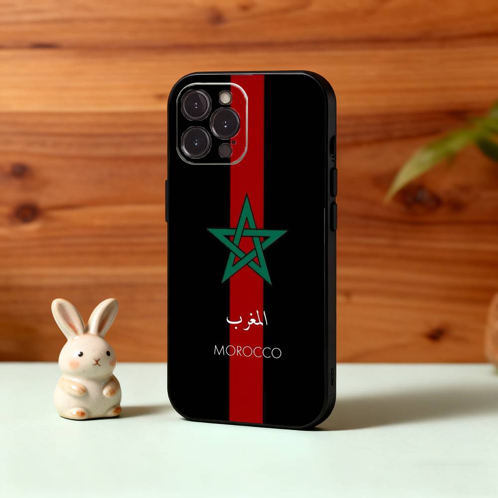 M-Morocco Flag Phone Case For iPhone17,16,15,14,13,12,Plus,Pro Max, 5G Others Soft Black Cover