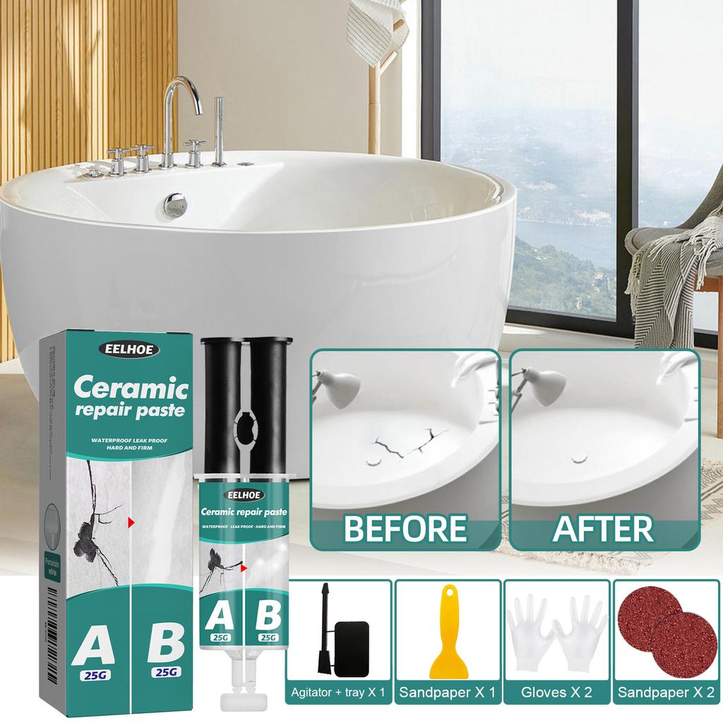 EELHOE Tile AB Glue Set, Metal Tile Filling Agent, Crack Plugging Repair AB Glue Adhesive