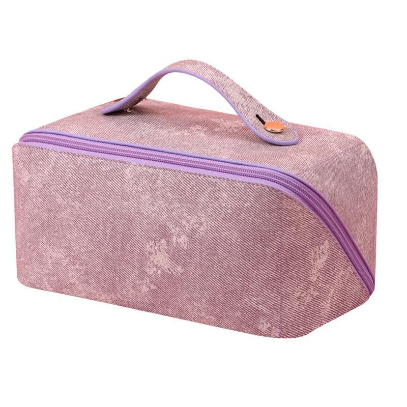 

Leather Denim Pu Patterned Large Capacity Makeup Bag Portable Travel Wash Pouch StyleA