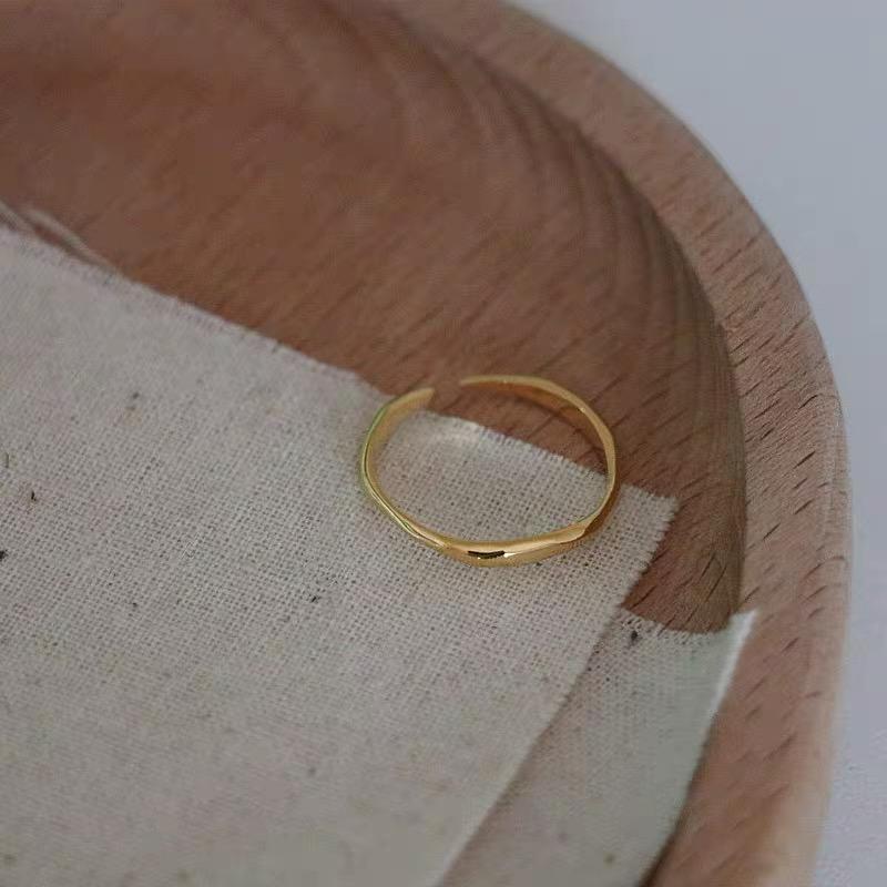 BF CLUB 925 Sterling Rings for Women Fashion Geometric Handmade Irregular Bump Narrow Gold Ring Party Christmas Gift