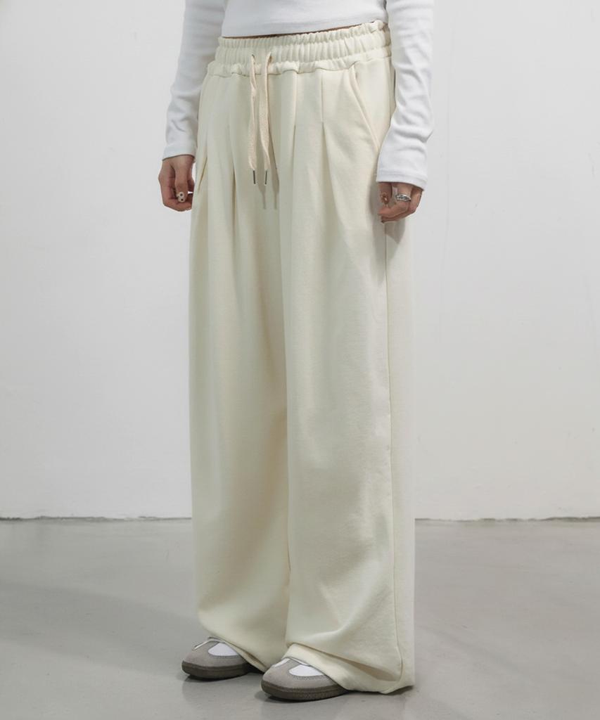 CHICKS Muir Double-Pleat Wide Pants Cream