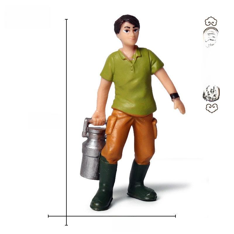Farm Pasture Simulation Plastic Doll Model Ornament Farmer Worker Animal Woman