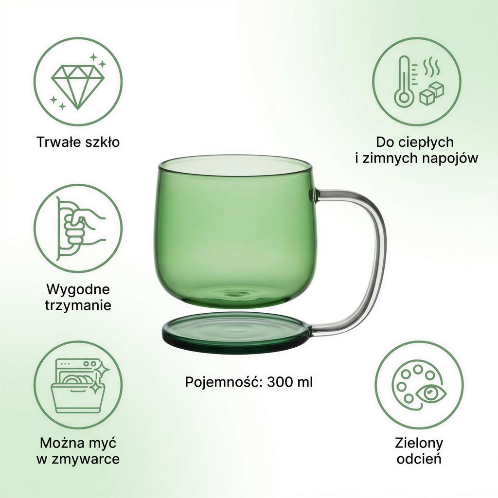 GLASS WITH AIR LEVITATION EFFECT MUG GREEN 300 ml