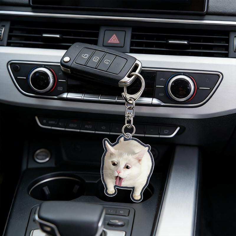 1PC Acrylic Cute Keychains Cats 2D Flat Backpack Ornament Accessories Cat Key Rings Creative Animal Key Holders Funny