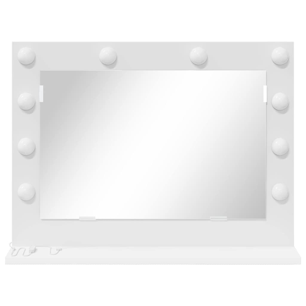 White Washbasin Mirror 60 x 45 x 18 cm Glass and Veneered Wood