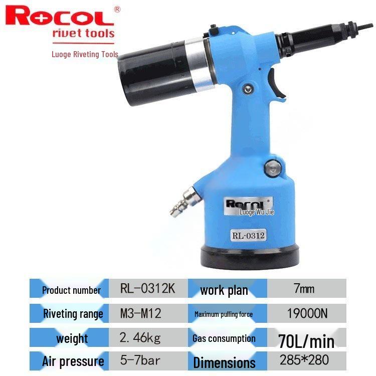 Rogge ROCOL RL4000 Pneumatic Blind Rivet Gun – Industrial Grade Lithium Battery Rivet Gun