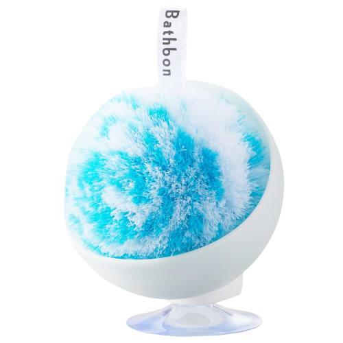 Yamazaki Sangyo Bathbon-kun Refreshing Pompom Sponge with Case, Antibacterial, Blue, 178810