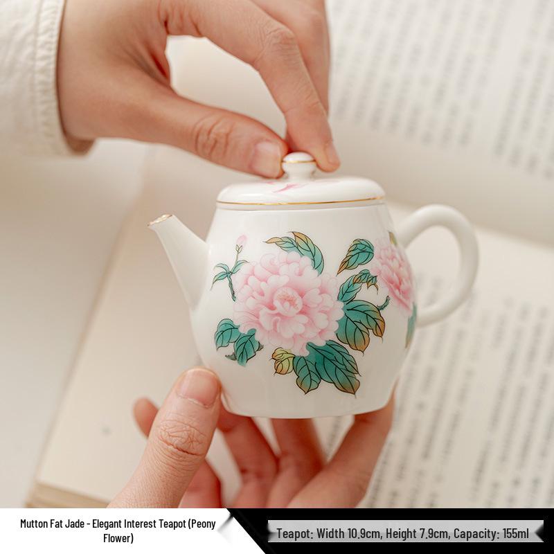 Xi Shi Jade Porcelain Teapot - Ink Wash Style Ceramic Pot for Women's Boutique Kung Fu Tea Set.