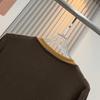 Autumn Slim-fit Color-block Fake Two-Piece Henley Long-Sleeve T-shirt for Women