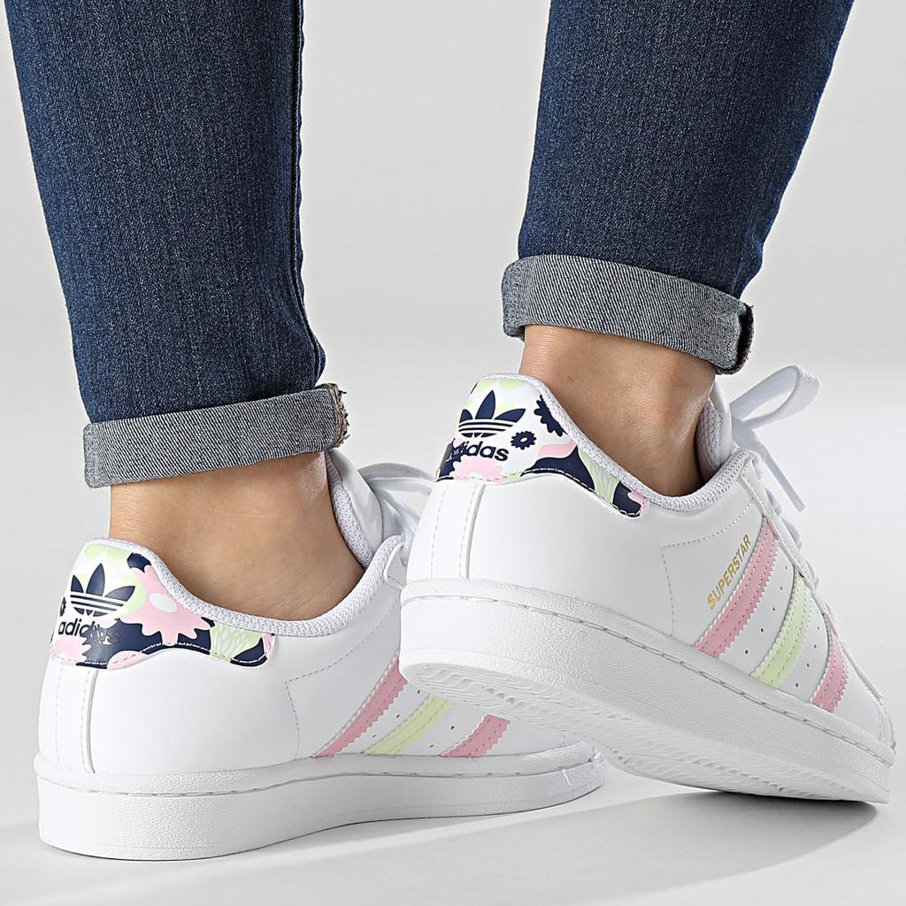 Adidas Superstar White Floral Men Sneakers Cloud-White Almost-Lime True-Pink GY3330