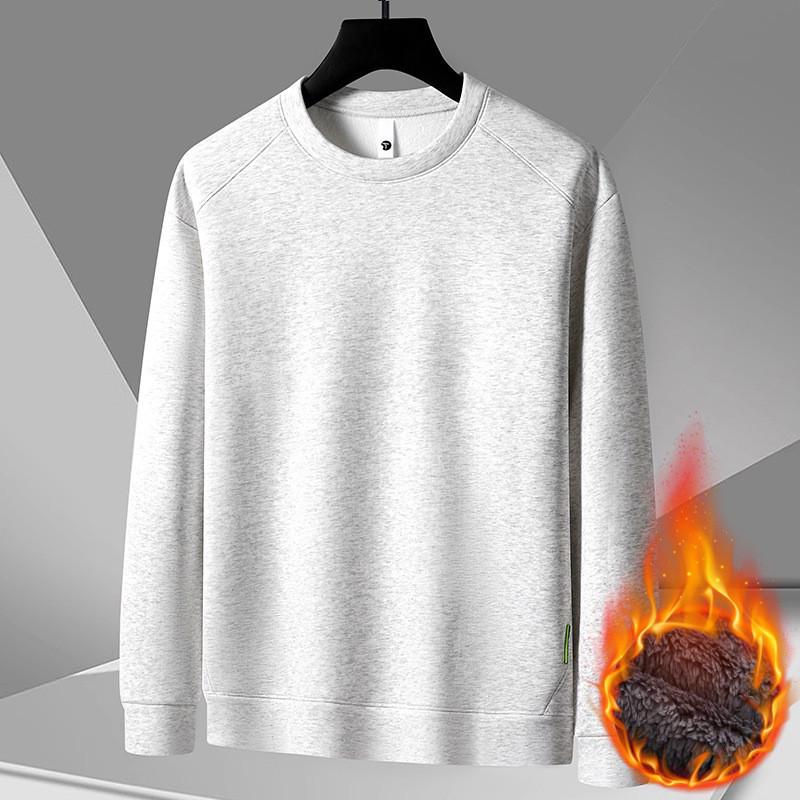 Men's Raglan Hoodie: Casual Round Neck, Long Sleeve, Plus Velvet, Thickened Base Layer for Spring, Autumn, and Winter.