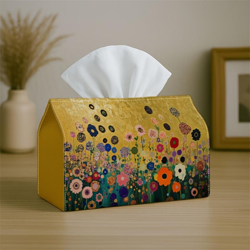1pc Party Tissue Box, Floral Garden Design, Versatile Tissue Holder, Vibrant Flowers & Classic Style, Supplies for Outdoor Gatherings, Daily Desktop T