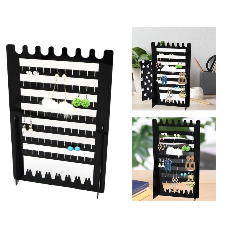 Black Earrings Organizer 7-Layered Ear Stud Necklace Holder Jewelry Display Stands Hanging Jewelry Rack for Necklaces