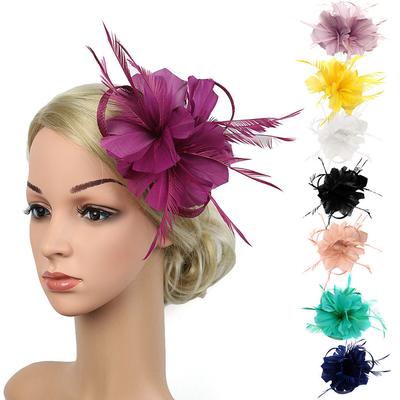 Feather Fascinators Dámská květinová čepice pro svatební čelenku na koktejlový ples