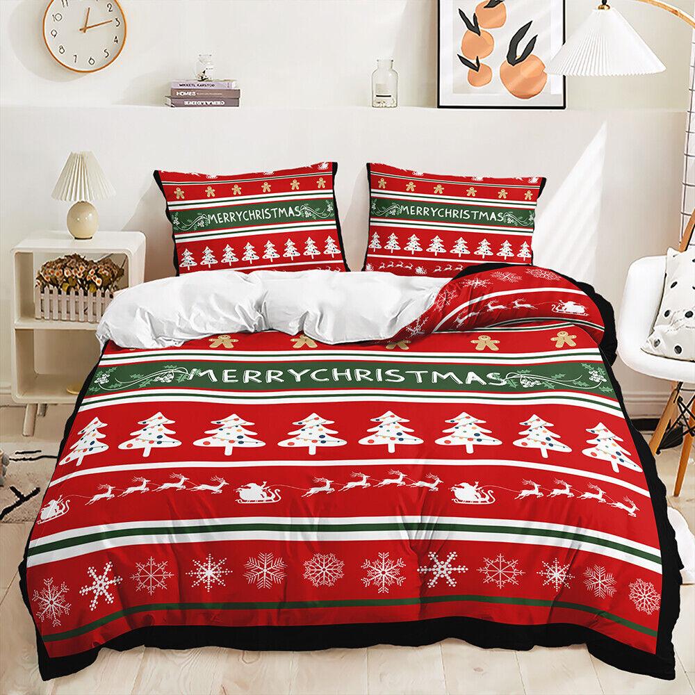 Christmas Ultra Soft Quilt Doona Cover Set Single Double Queen King Xmas Gift