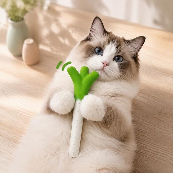 Pet Supplies for Cats And Kittens Silicone Scallion Cat Toy, Kitten Chew Toy with Silver Vine Crinkle Safe Teething Toys Small Paper,