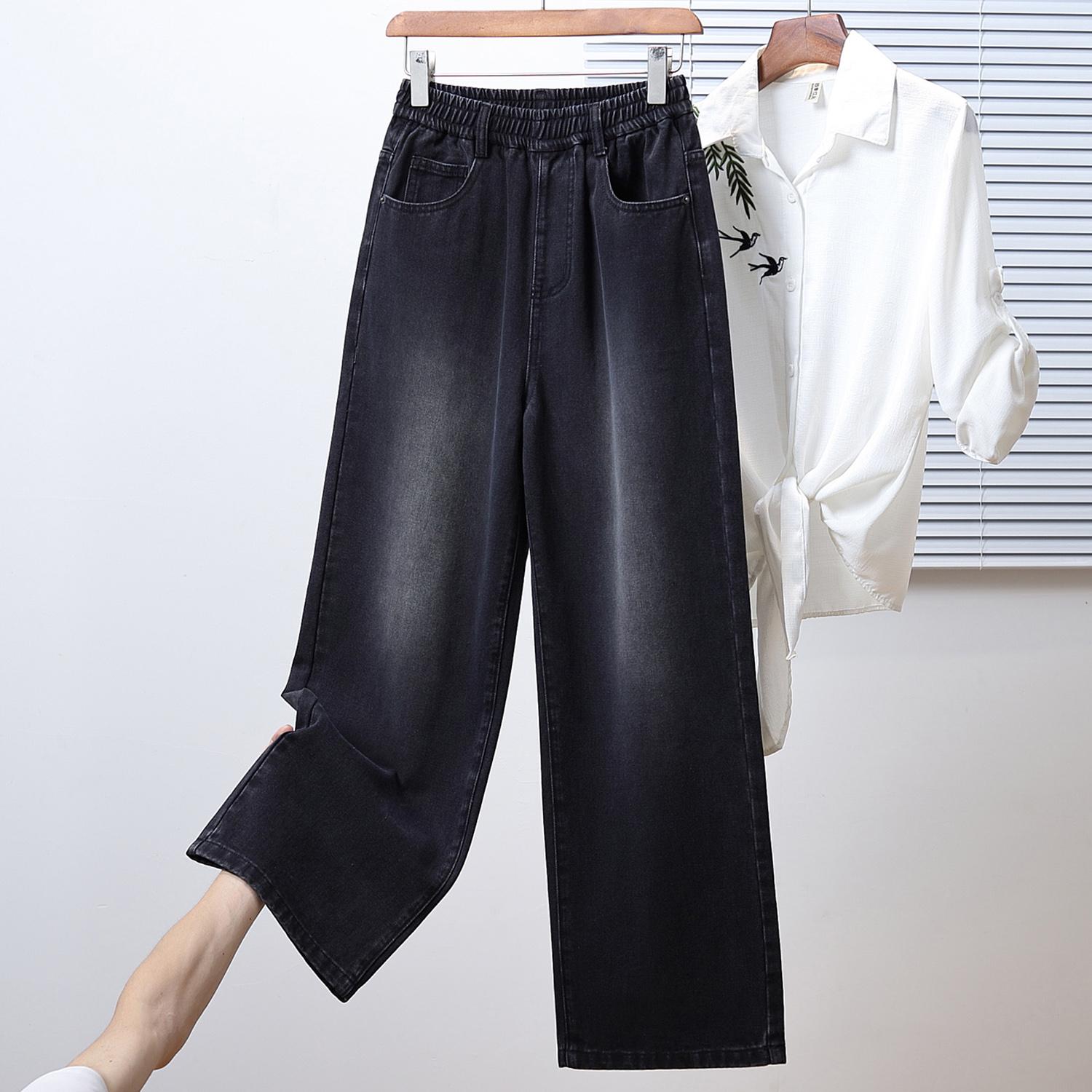 

Dimanaf 2025 Большой размер Осень Женские джинсы Брюки Деним Женский Эластичный Базовый Черный С высокой посадкой Оверсайз Мода Новые брюки 5XL XL