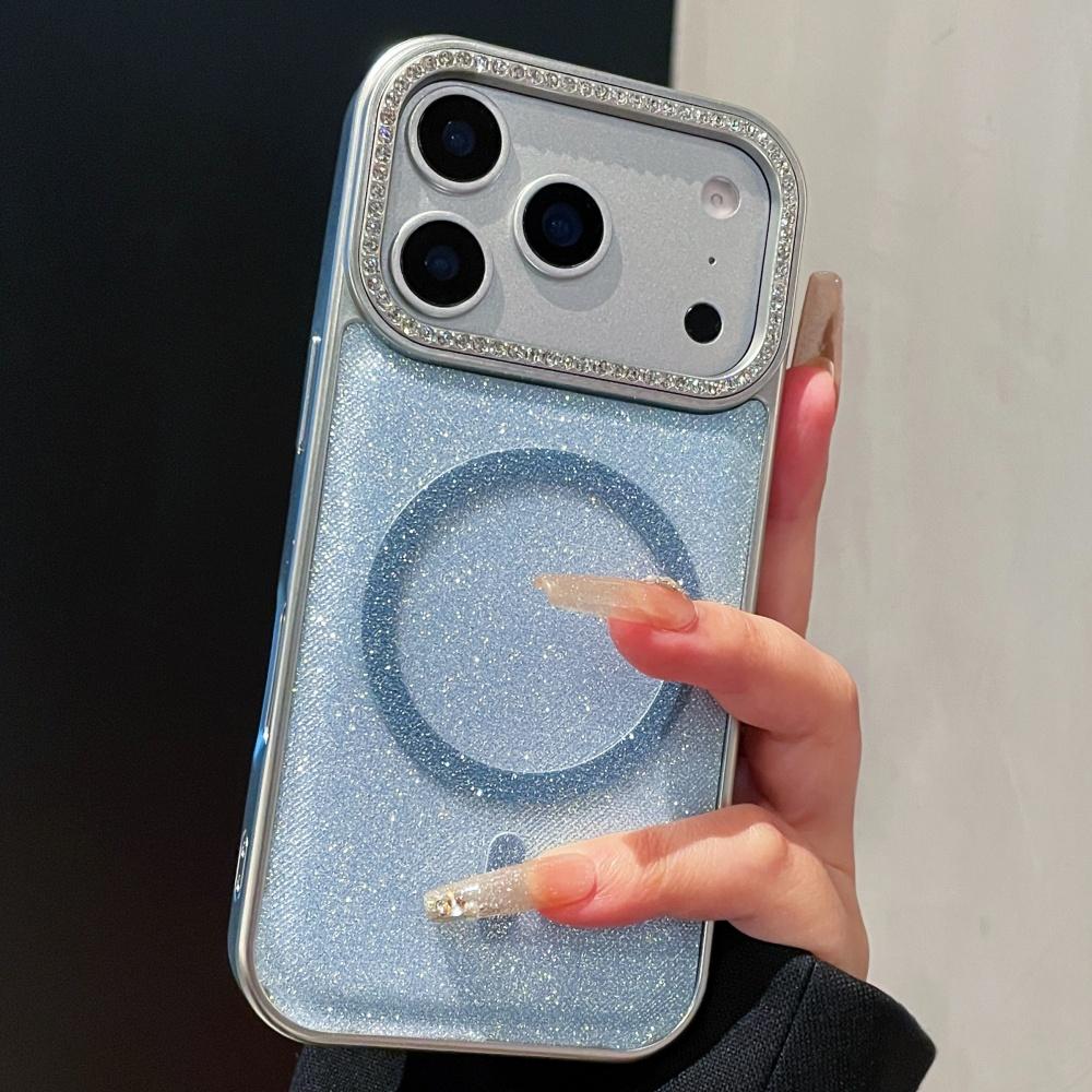 Shiny Glitter Magnetic For Magsafe Case for iPhone 17 Air 16 15 14 Plus 13 12 17 Pro Max Wireless Charging Bumper Cover