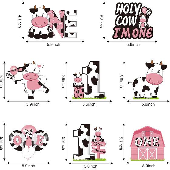 Holy Cow Im One Birthday Decorations Hanging Swirl for Baby Girl, Pink Cow First Birthday Foil Swirls Party Supplies, Baby 1st Bday Cow Theme Ceiling