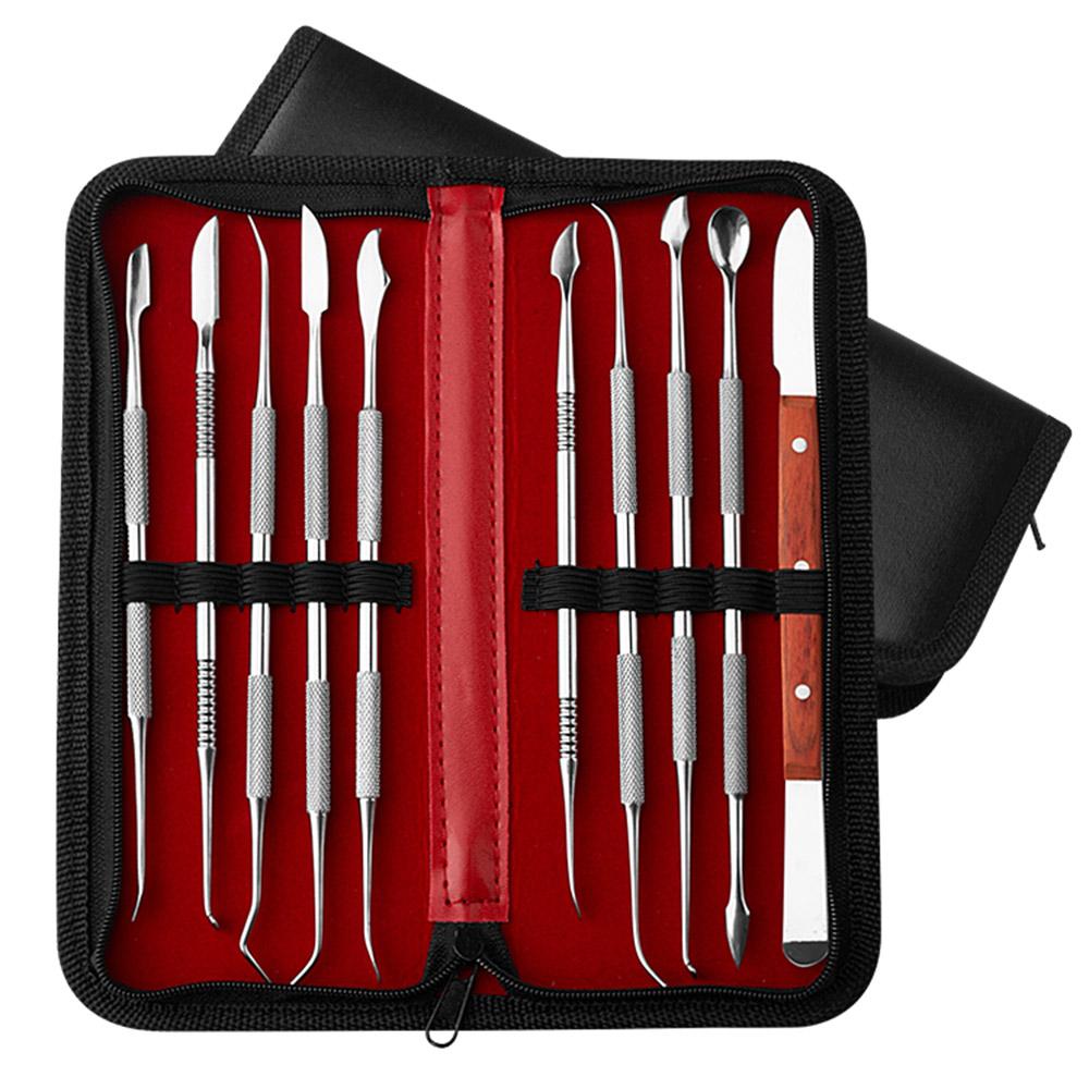 Stainless Steel Wax s Set with Double Ended Tools 10pcs Waxing Kit, Great for Carving, Modeling, Scraping, Shaping, Washable for Easy Cleaning,